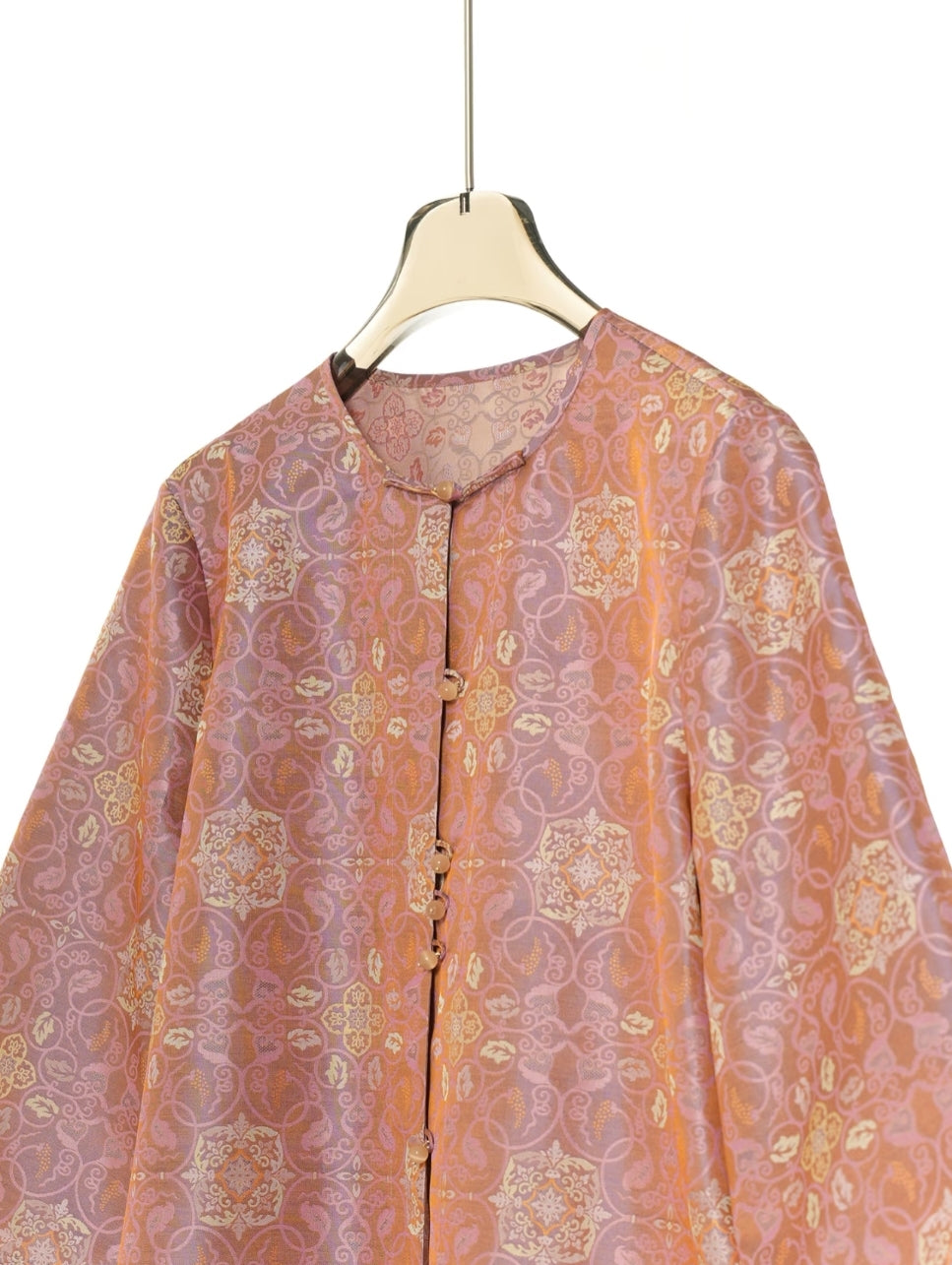Song Brocade Jacket – Grapevine & Lotus Pattern, Reversible Lightweight Coat, 100% Pure Mulberry Silk, Contemporary Chinese Style