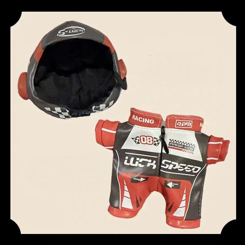 Red and Black Racing Suit Baby Clothes for 17cm LABUBU