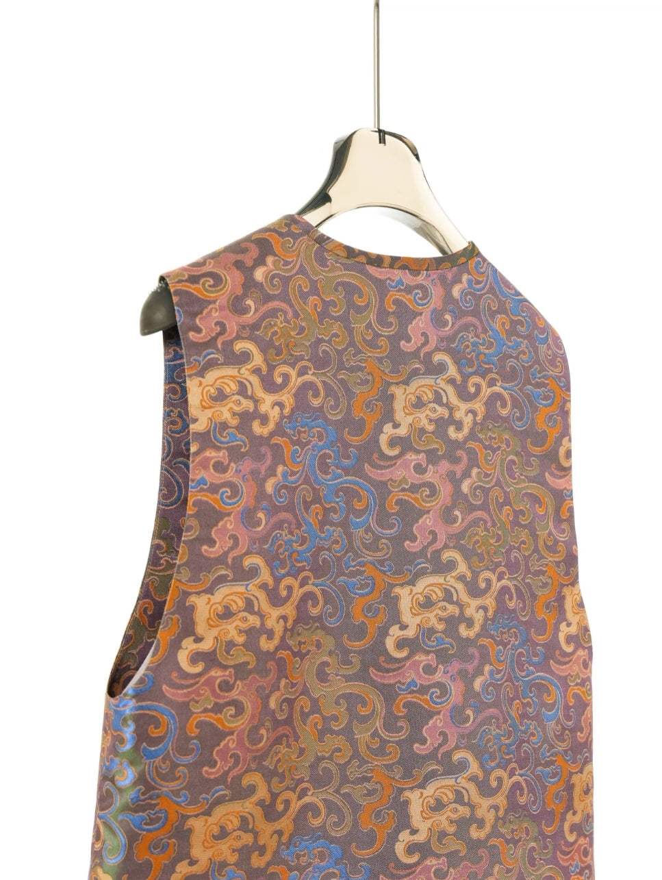 Song Brocade Vest – Mythical Dragon & Phoenix Motif, 100% Mulberry Silk, Lightweight Layering Piece, Contemporary Chinese Style