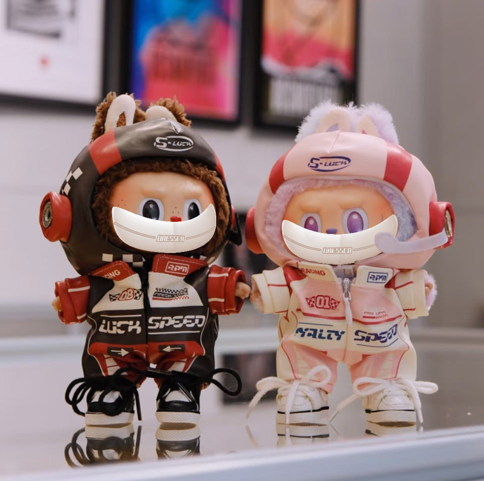 For Labubu Racing Outfit – Stylish Miniature Jumpsuit for 17cm Dolls (Clothing Only, Doll Not Included)-066