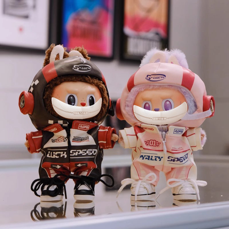 Red and Black Racing Suit Baby Clothes for 17cm LABUBU