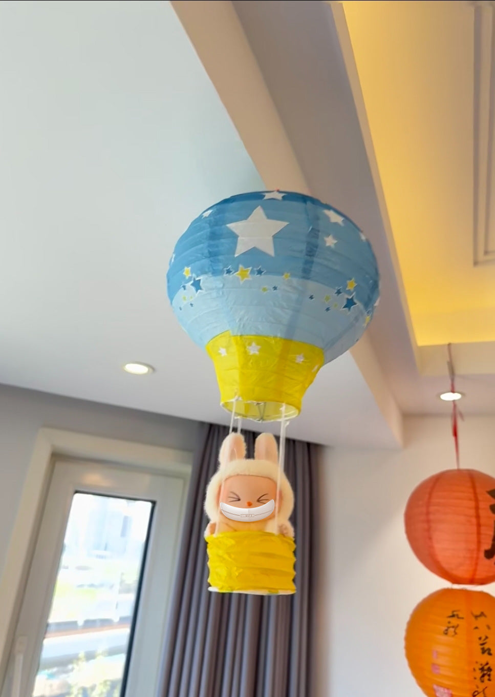 For Labubu Hot Air Balloon Decor - Whimsical Miniature Accessory for 17cm Dolls (Balloon Only, Doll Not Included)