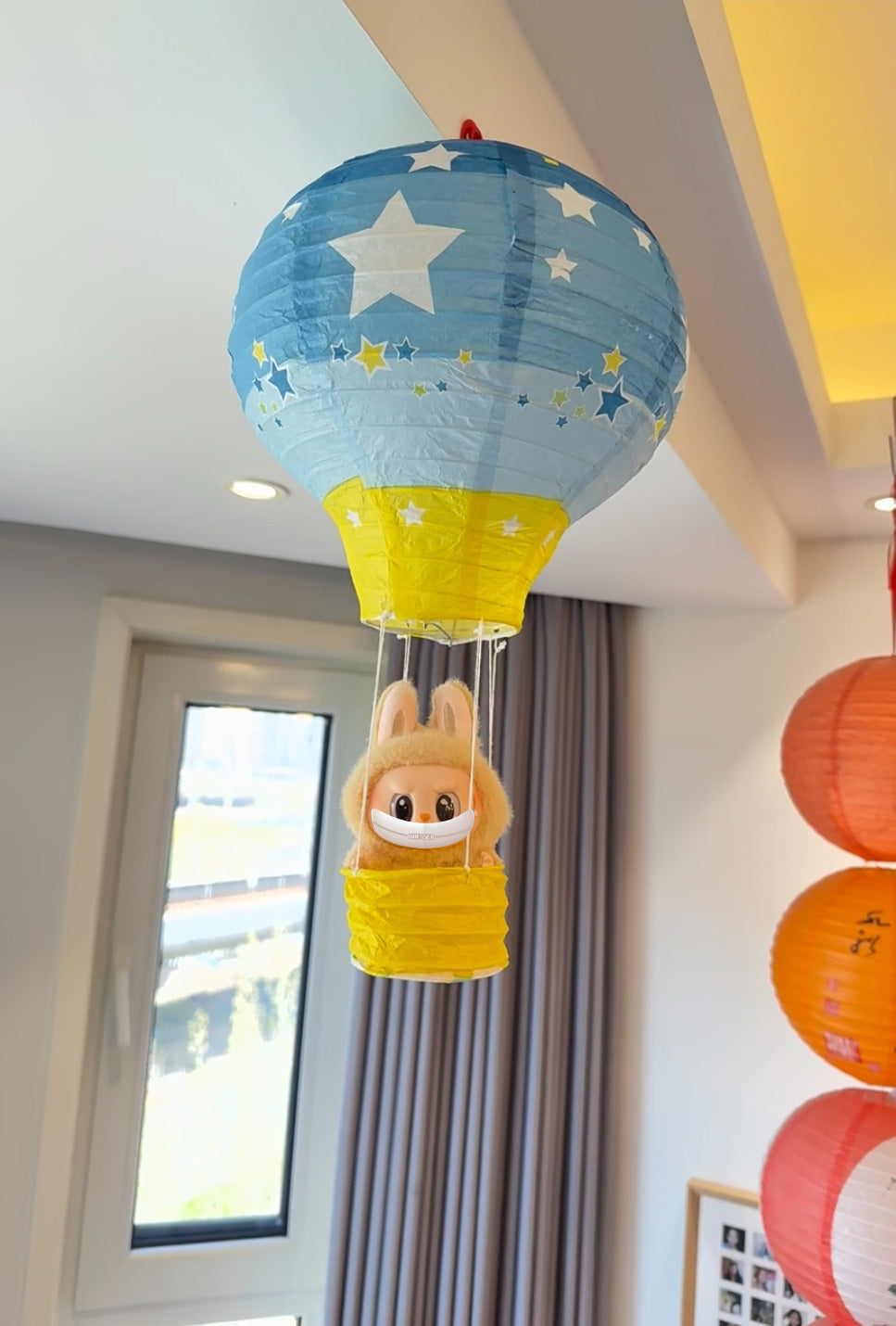 For Labubu Hot Air Balloon Decor - Whimsical Miniature Accessory for 17cm Dolls (Balloon Only, Doll Not Included)