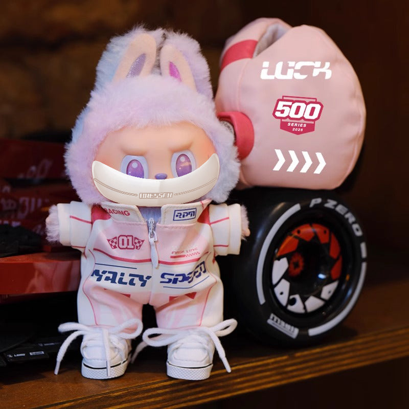 Red and Black Racing Suit Baby Clothes for 17cm LABUBU