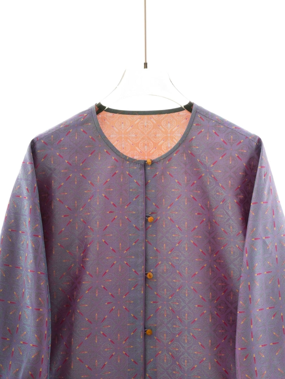 Song Brocade Jacket – Diamond Lattice & Butterfly Pattern, Reversible Lightweight Coat, 100% Pure Mulberry Silk, New Chinese Style