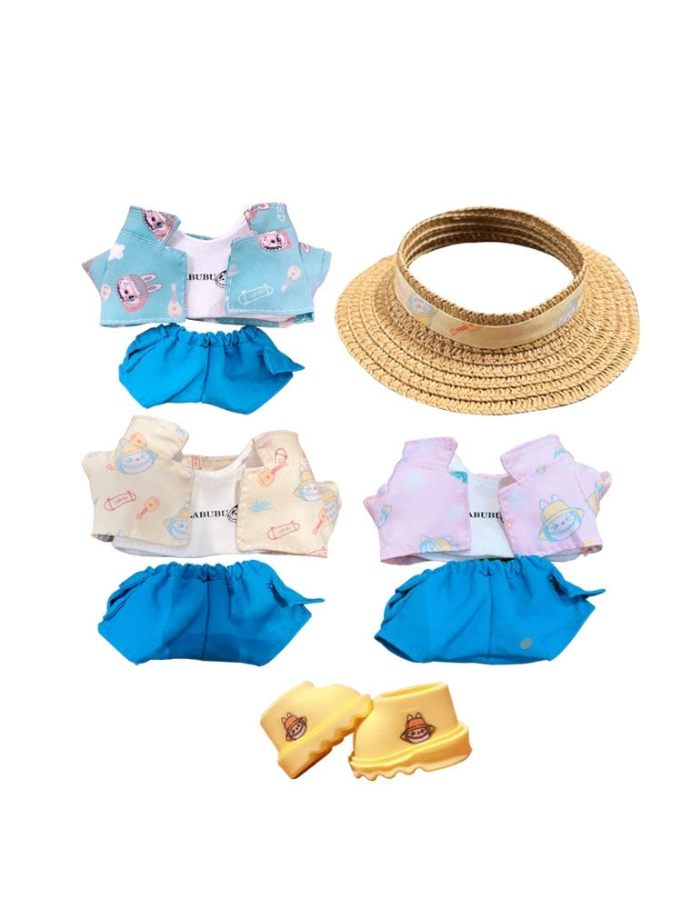 Summer Beach Baby Clothes for 17cm LABUBU