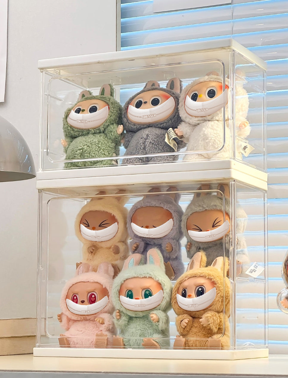 For Labubu Display Case - Plug & Play Vinyl Figure Showcase Shelf, Stackable Design for Blind Box Collectibles, Easy Assembly & Versatile Home Decor