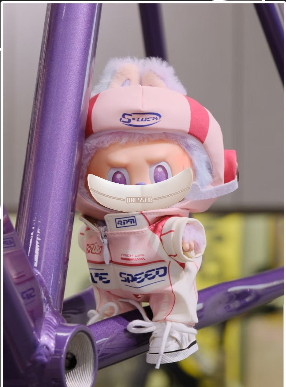 For Labubu Racing Outfit – Stylish Miniature Jumpsuit for 17cm Dolls (Clothing Only, Doll Not Included)-066