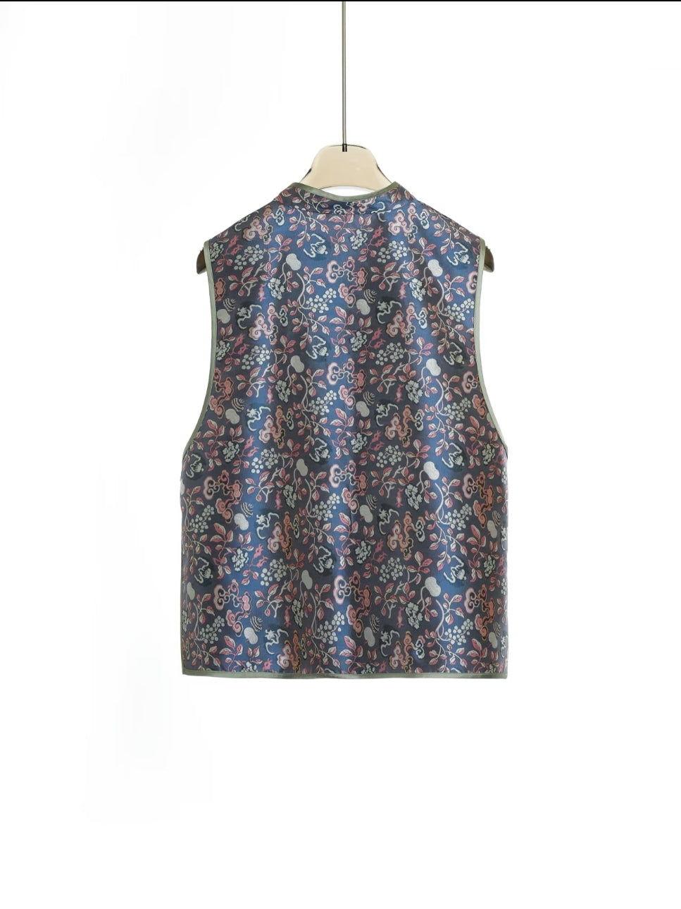 Song Brocade Vest – Reversible 'Three Abundances' Motif, 100% Mulberry Silk, Lightweight Layering Piece, Contemporary Chinese Style