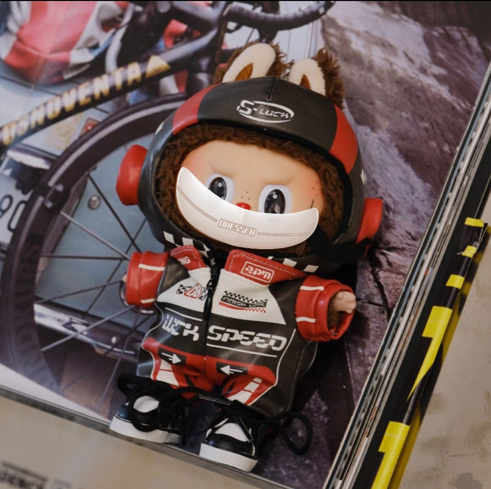 For Labubu Racing Outfit – Stylish Miniature Jumpsuit for 17cm Dolls (Clothing Only, Doll Not Included)-066