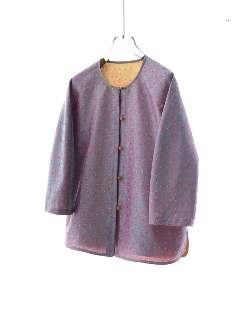 Song Brocade Jacket – Diamond Lattice & Butterfly Pattern, Reversible Lightweight Coat, 100% Pure Mulberry Silk, New Chinese Style
