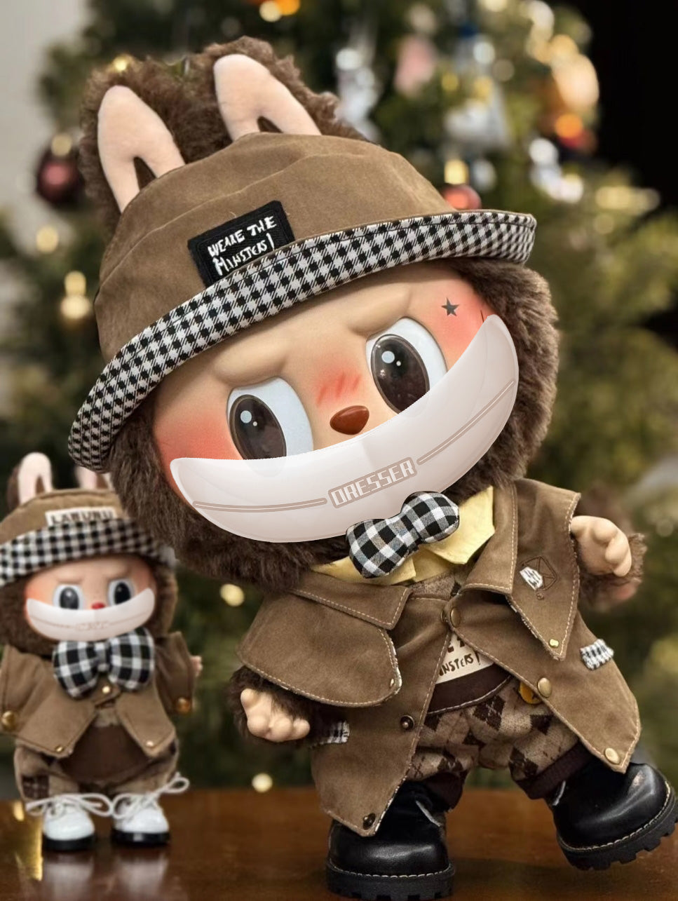 For Labubu Detective Outfit – Sleek Miniature Costume for 17cm Dolls (Clothing Only, Doll Not Included)-068