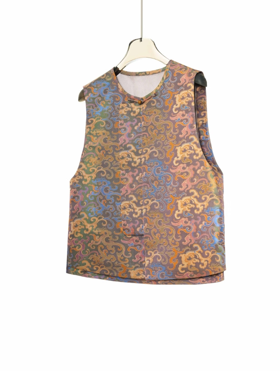Song Brocade Vest – Mythical Dragon & Phoenix Motif, 100% Mulberry Silk, Lightweight Layering Piece, Contemporary Chinese Style