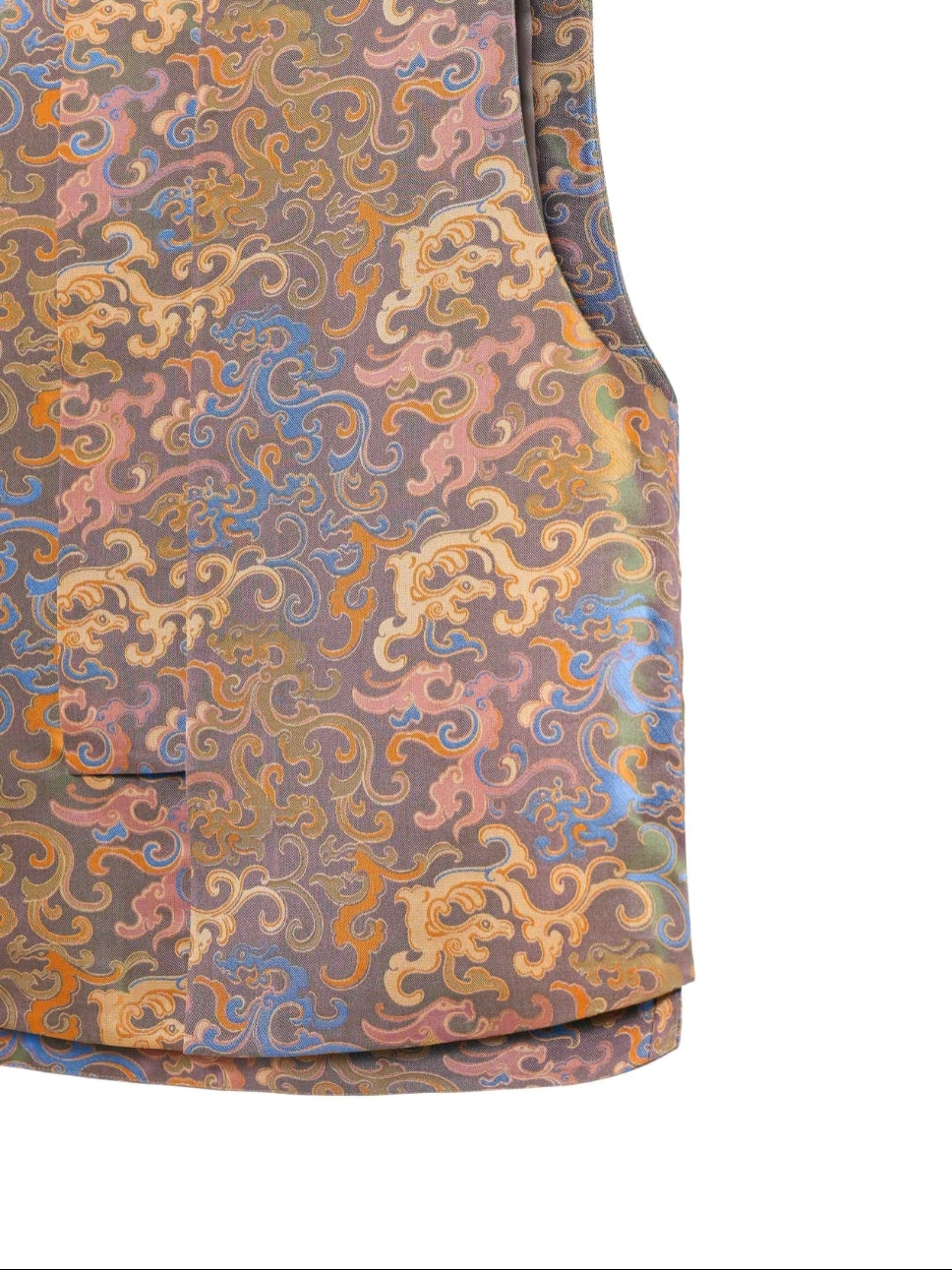 Song Brocade Vest – Mythical Dragon & Phoenix Motif, 100% Mulberry Silk, Lightweight Layering Piece, Contemporary Chinese Style