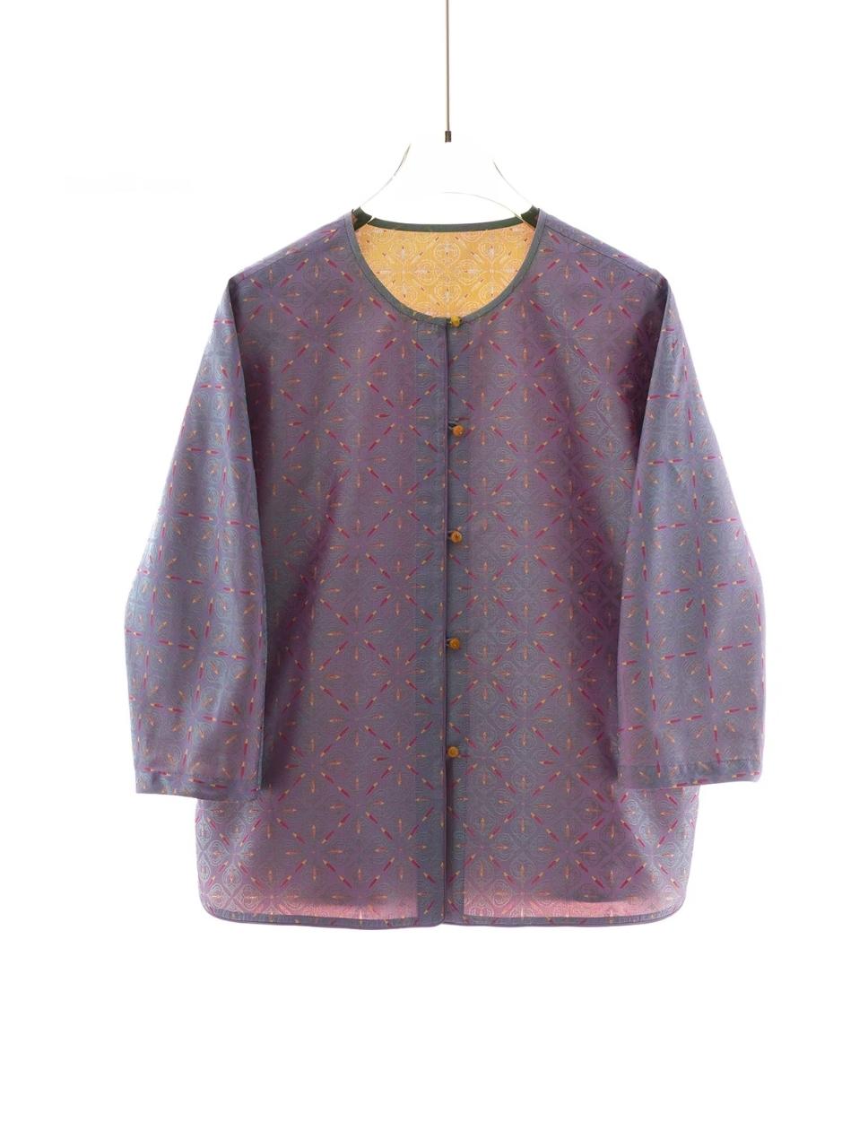 Song Brocade Jacket – Diamond Lattice & Butterfly Pattern, Reversible Lightweight Coat, 100% Pure Mulberry Silk, New Chinese Style
