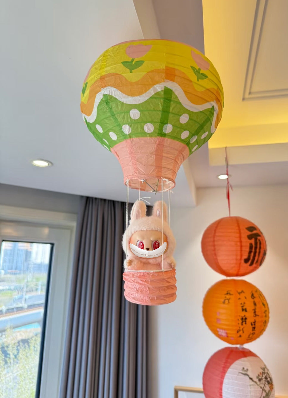 For Labubu Hot Air Balloon Decor - Whimsical Miniature Accessory for 17cm Dolls (Balloon Only, Doll Not Included)