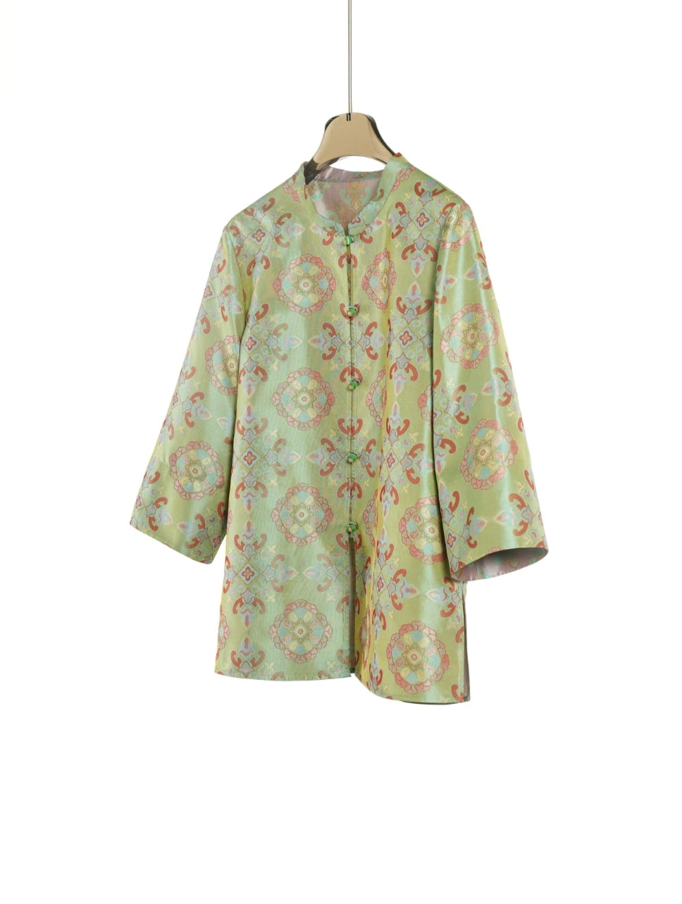 Song Brocade Top – Ombré Sunset Dye, Reversible 100% Mulberry Silk Blouse, Contemporary Chinese Layered Elegance