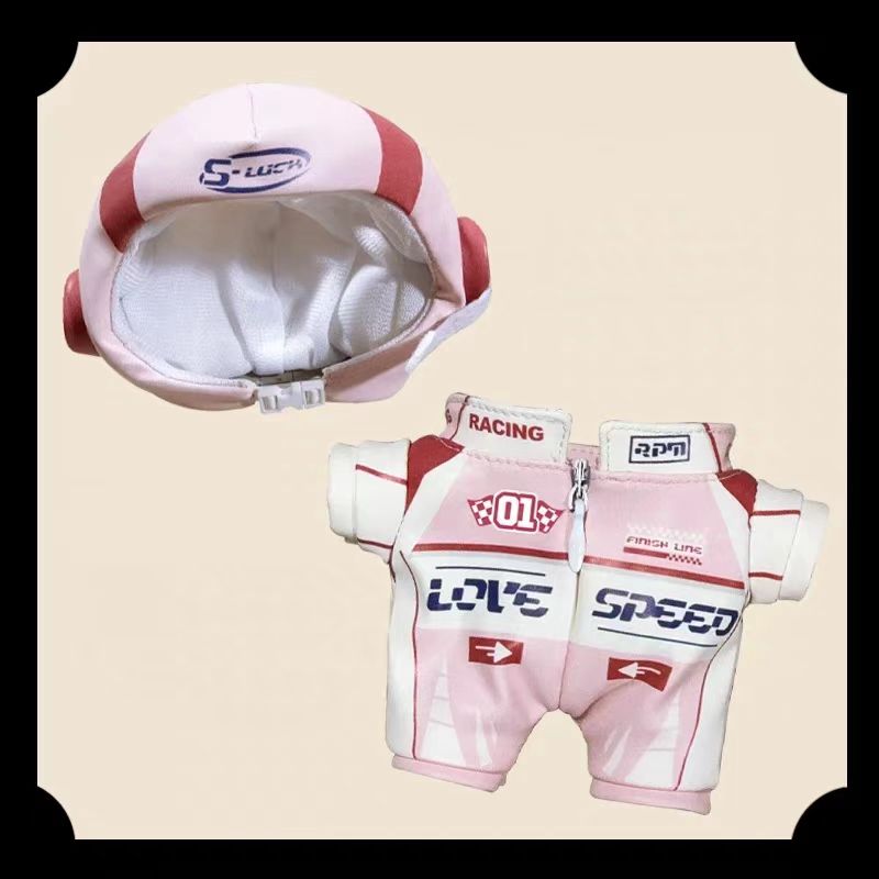 Red and Black Racing Suit Baby Clothes for 17cm LABUBU